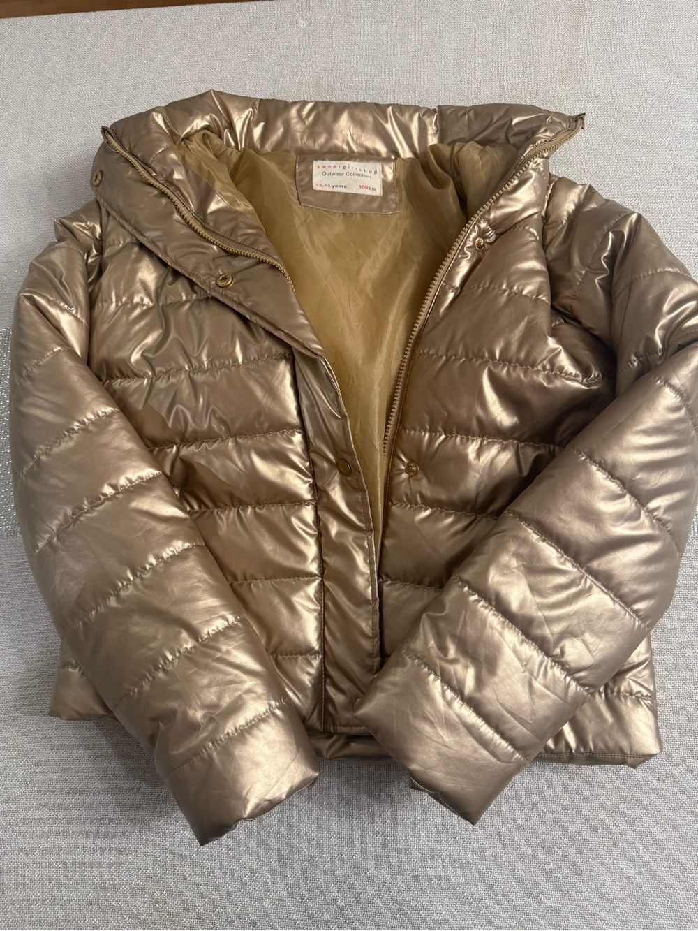 Metallic Gold Puffer Jacket - kids
